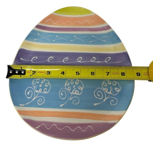 Easter Egg Shaped Ceramic Platter Hausenware By Mary Jane Mitchell 10" Holiday - Picture 7 of 7